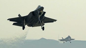Israeli F-35 I fighter jets take part in the Blue Flag multinational air defense exercise at the Ovda air force base, north of the Israeli city of Eilat, on November 11, 2019.