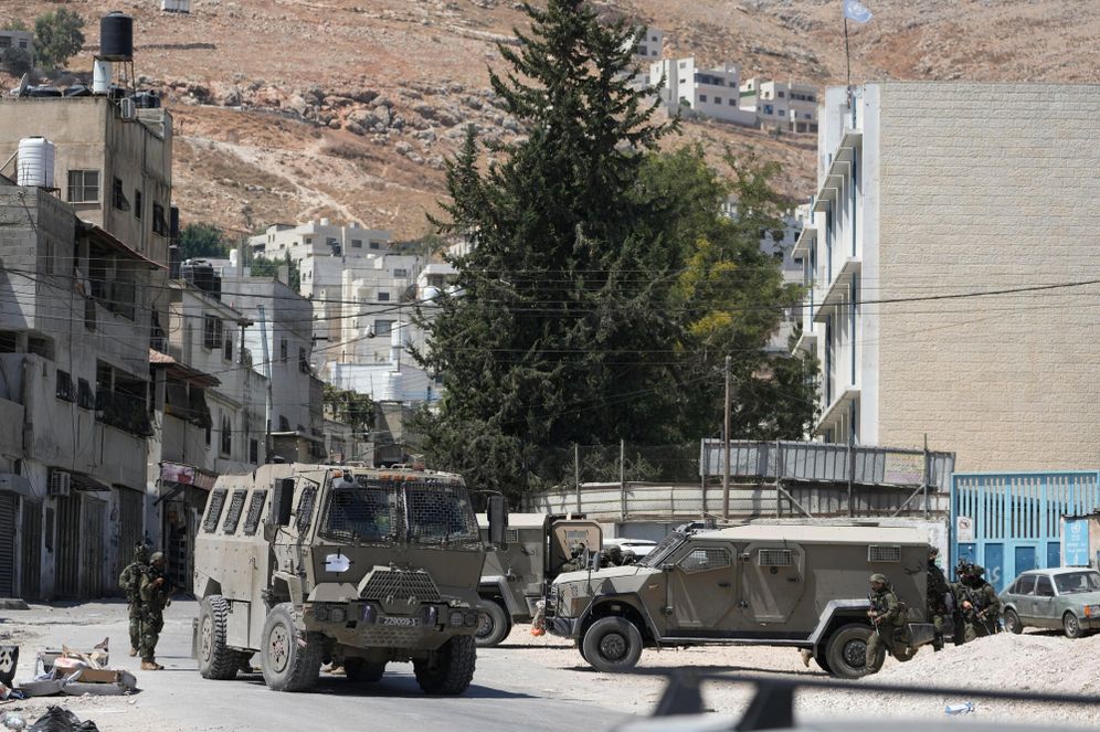 AP Photo/Majdi Mohammed Israeli soldiers are deployed during an Israeli army raid in the occupied West Bank refugee camp of Askar, near Nablus, Friday, Sept. 4, 2026.