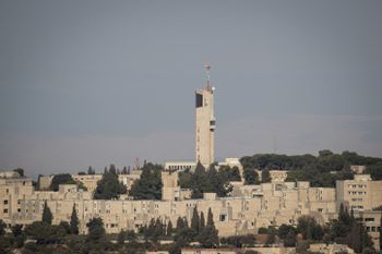 View of the Hebrew University of Jerusalem as seen from a rooftop in Jerusalem on September 7, 2018.