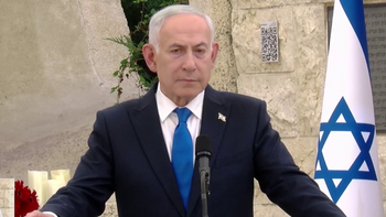 GPO Israeli Prime Minister Benjamin Netanyahu at a ceremony marking Oct. 7