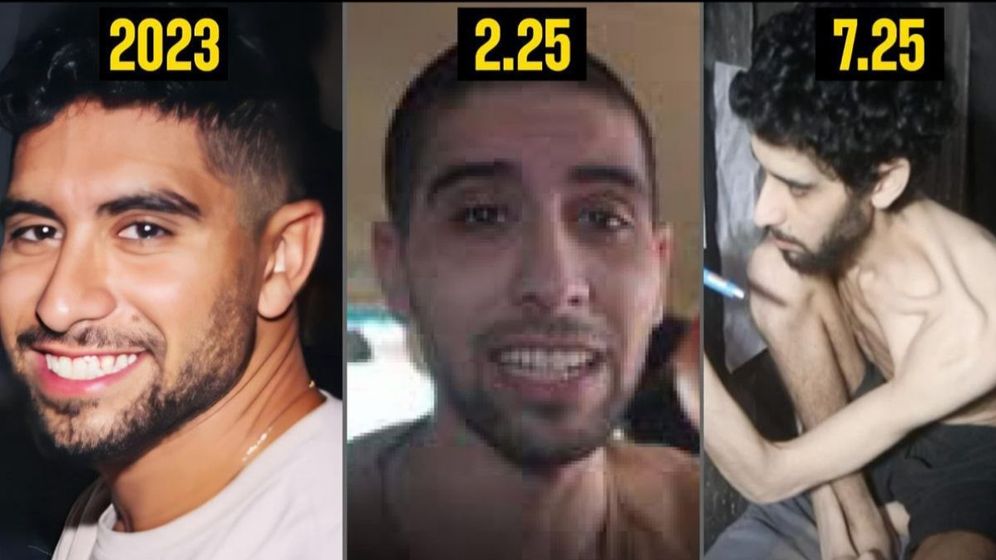 Hostages and Missing Families Forum Photos of Evyatar David from before captivity to the latest photo released by Gazan jihadists showing him extremely emaciated
