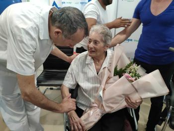 Elma Avraham, 85-year-old Israeli who was taken hostage by Hamas, was released from Soroka hospital in Beer Sheba, Israel on May 8, 2024.