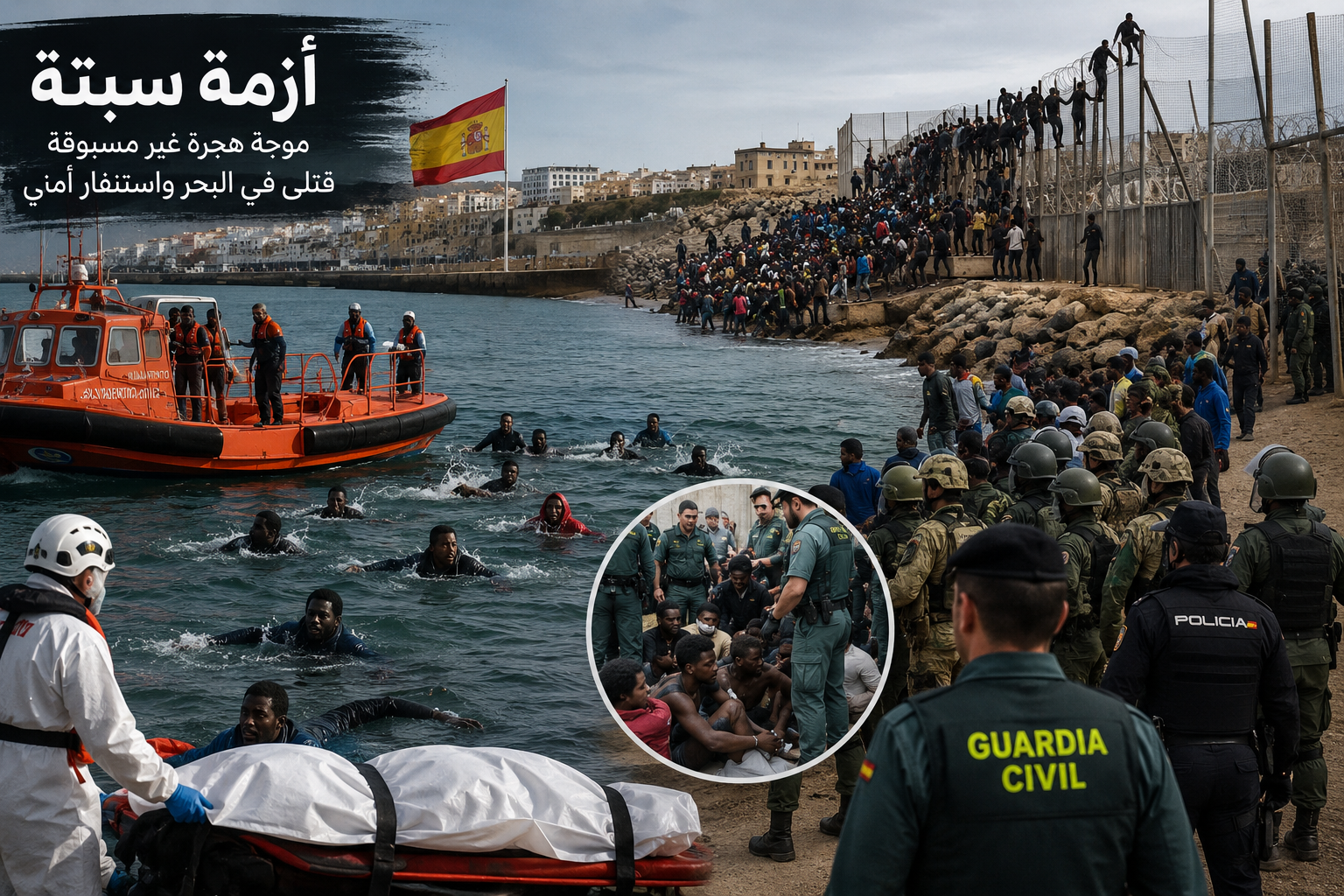 سبتة في عين العاصفة: قتلى في البحر واستنفار إسباني وتنسيق مغربي لاحتواء موجة الهجرة