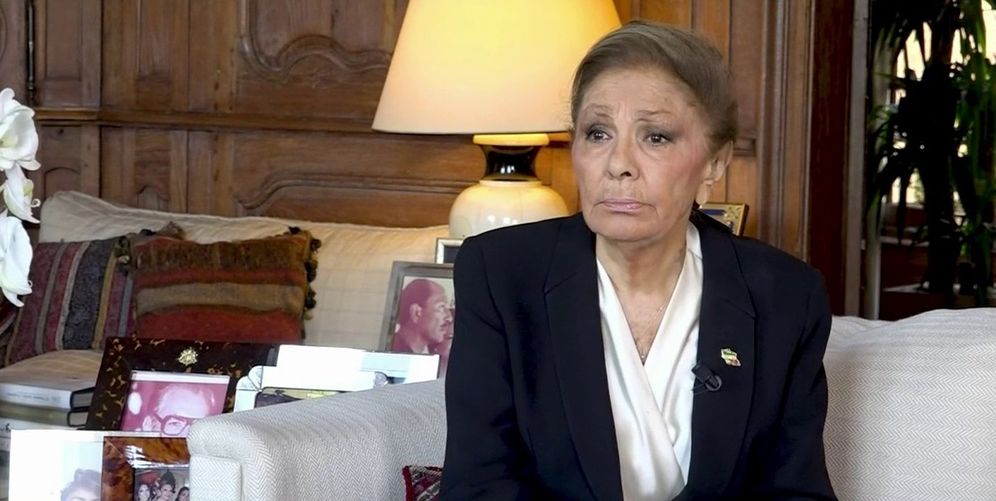 Former Iranian empress Farah Pahlavi during an interview with Christian Malard at her home in Paris, France, September 27, 2022.
