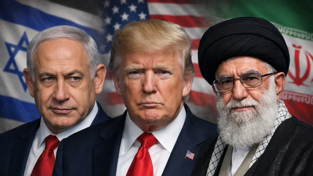 De gauche à droite : Benjamin Netanyahou, Donald Trump et Ali Khamenei