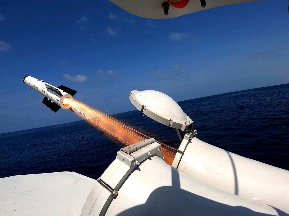 Missile launched during an Iranian Revolutionary Guard naval drill in the Persian Gulf