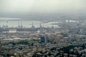 View of the oil refineries of Haifa and the industrial area, on May 5, 2017.