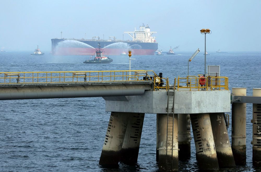 An oil tanker approaches to the new Jetty during the launch of the new $650 million oil facility in Fujairah, United Arab Emirates, Wednesday, Sept. 21, 2016.