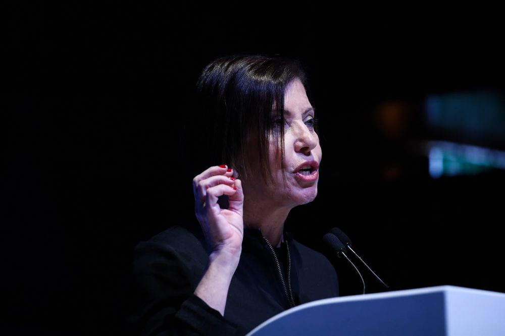 La présidente de Meretz, Zehava Galon, lors de la conférence internationale annuelle de l'Institut d'études sur la sécurité nationale à Tel Aviv, le 31 janvier 2018