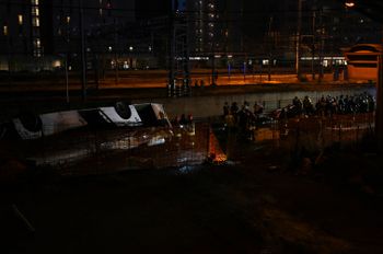 The site of a bus accident on October 03, 2023 in Mestre, near Venice.