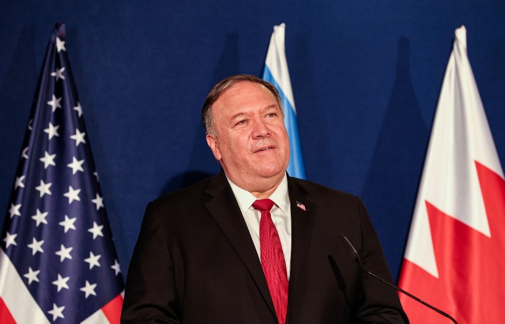 US Secretary of State Mike Pompeo at a press conference in Jerusalem on November 18, 2020.