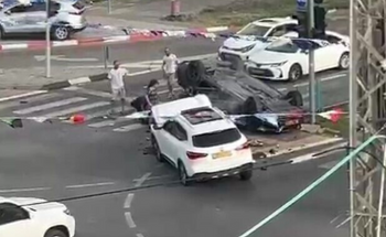 Le véhicule du ministre de la sécurité nationale Itamar Ben Gvir est impliqué dans un accident à Ramle le 26 avril 2024.