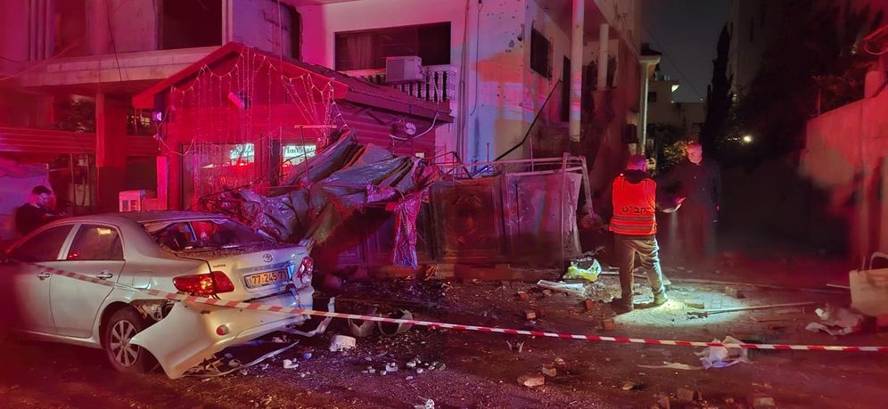 Rocket impact site in Ramat Gan