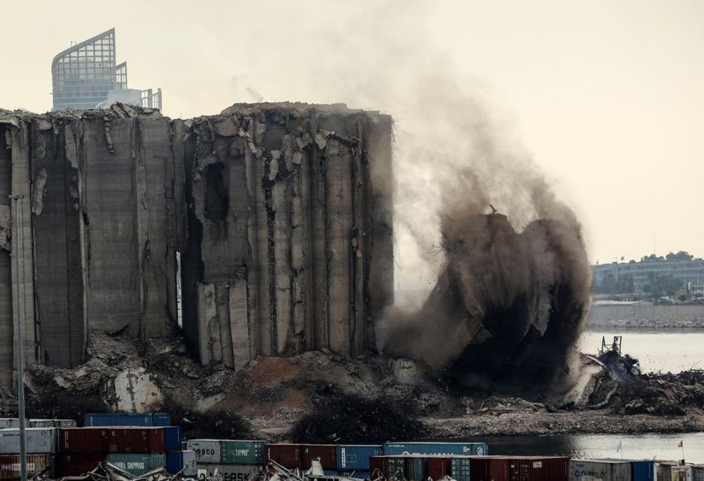Parts Of Damaged Beirut Silos Collapse On Deadly Blast Anniversary
