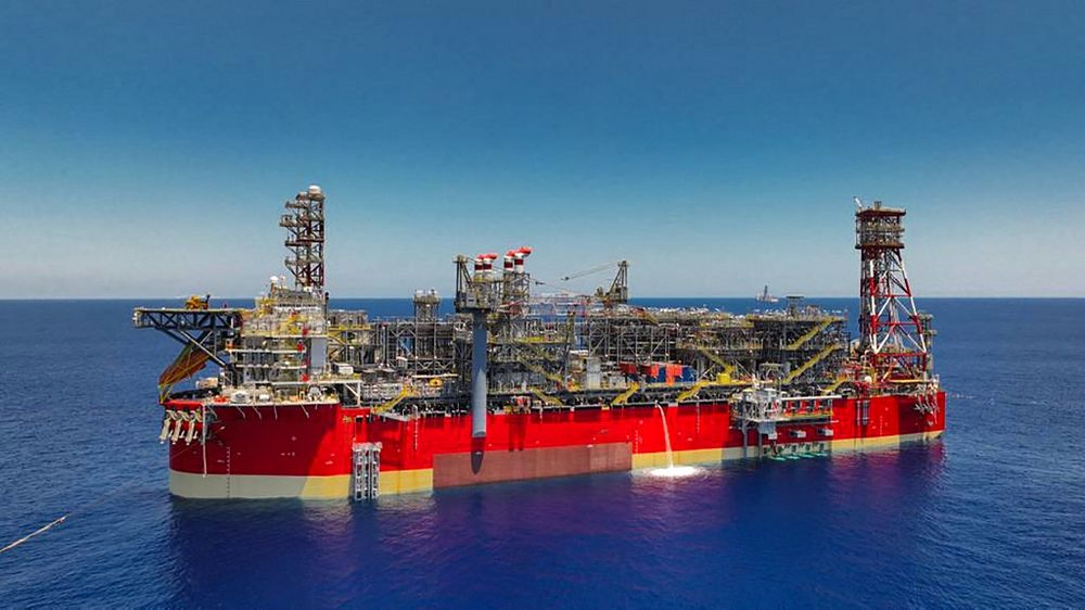 An Energean Floating production storage and offloading ship in the Karish field, an offshore gas field in the Mediterranean sea, September 20, 2022.