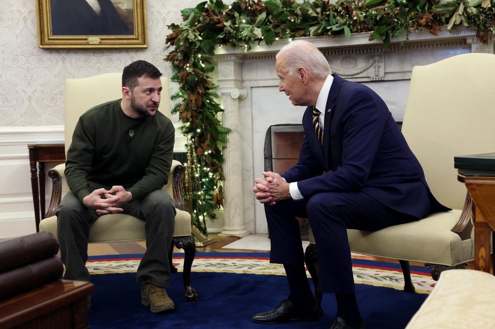 U.S. President Joe Biden and Ukraine's President Volodymyr Zelensky meet in the Oval Office of the White House, in Washington, DC, United States.