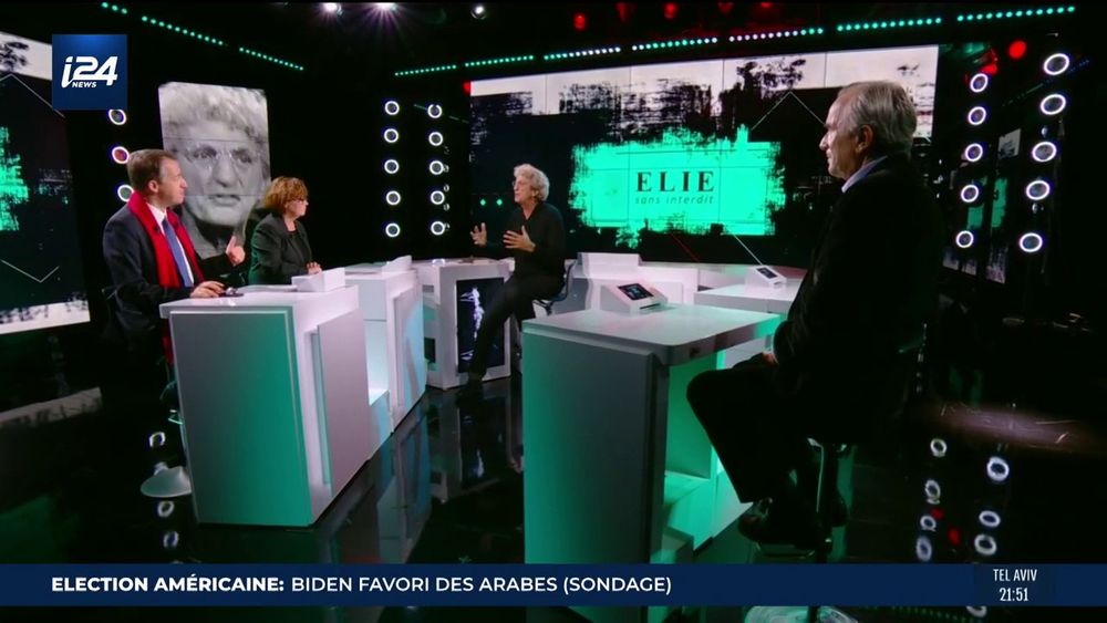 Elie Chouraqui et ses invités Ivan Rioufol, Christophe Barbier et Nathalie Saint Cricq dans l’émission Elie sans interdit sur i24NEWS, dimanche 25 octobre 2020