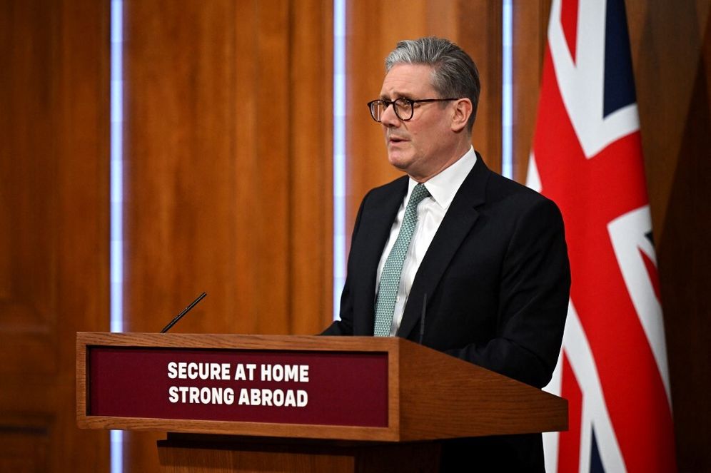 British Prime Minister Keir Starmer in the Downing Street briefing room in central London on February 25, 2025