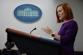 White House Press Secretary Jen Psaki talks to reporters in the Brady Press Briefing Room at the White House on January 18, 2022 in Washington, DC, United States.