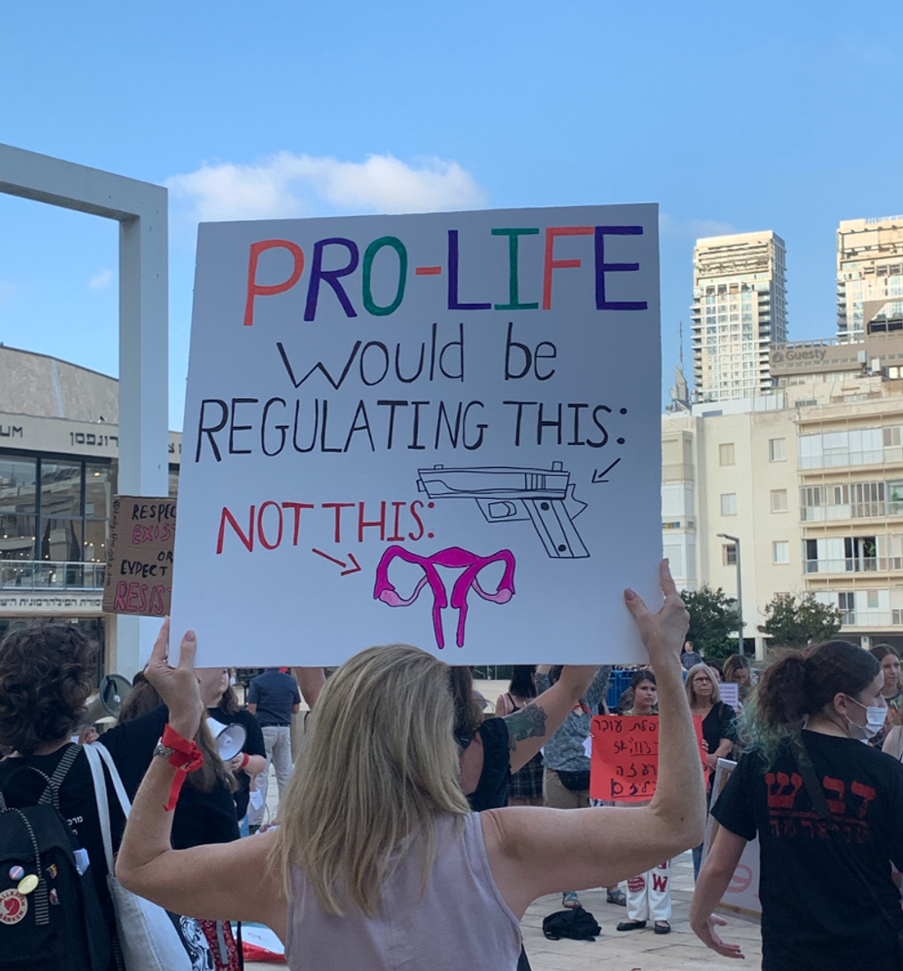 Demonstrator at a pro-abortion rally in Tel Aviv, Israel, June 28, 2022.