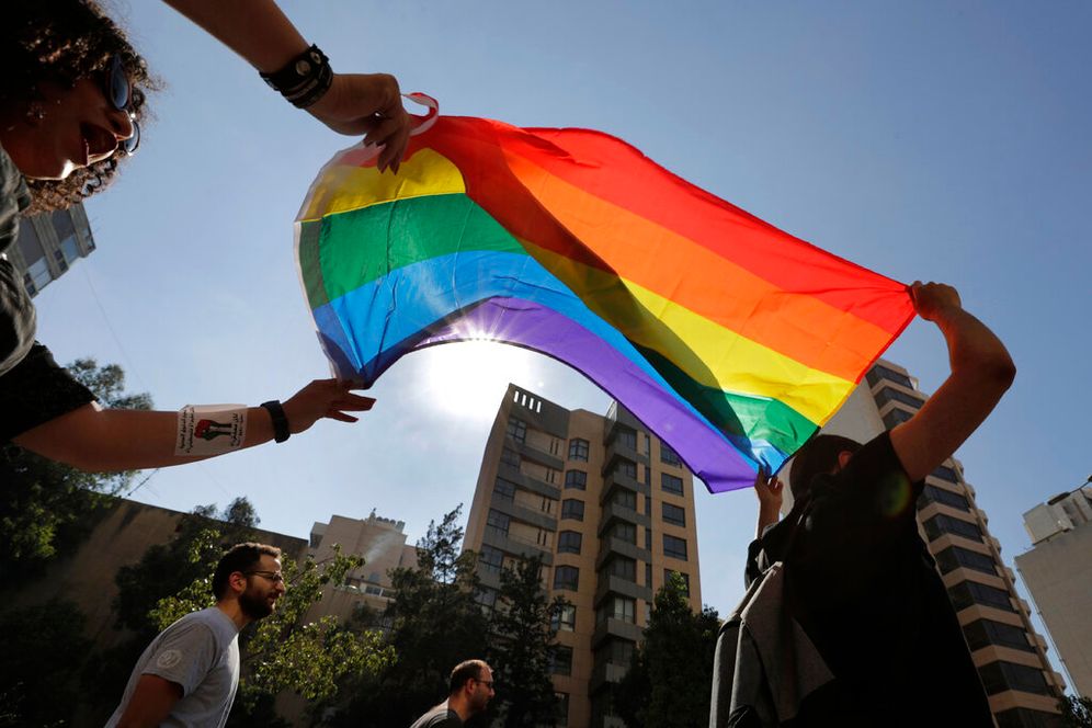 AP Photo/Hassan Ammar, File Activists from the LGBTQ+ community protest in Beirut, Lebanon.