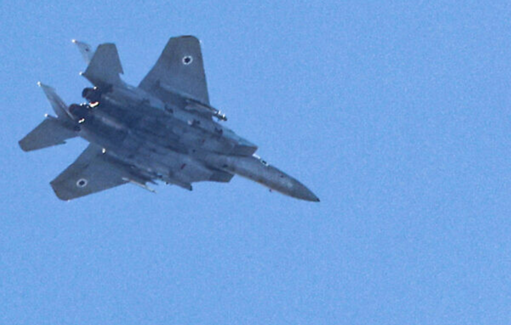 An Israeli F-15 Eagle seen over the skies of Haifa in northern Israel