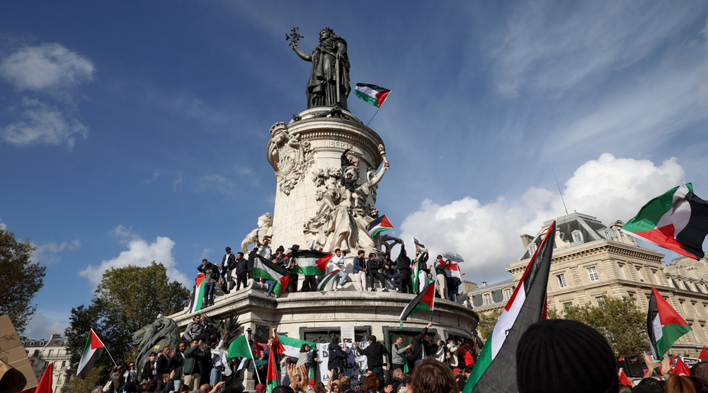 Manifestation pro-palestinienne à la Place de la Républlique à Paris, le dimanche 22 octobre 2023