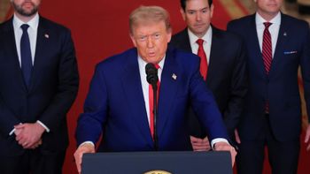 נשיא ארצות הברית דונלד טראמפ בנאומו לאחר המתקפה האמריקנית באיראן