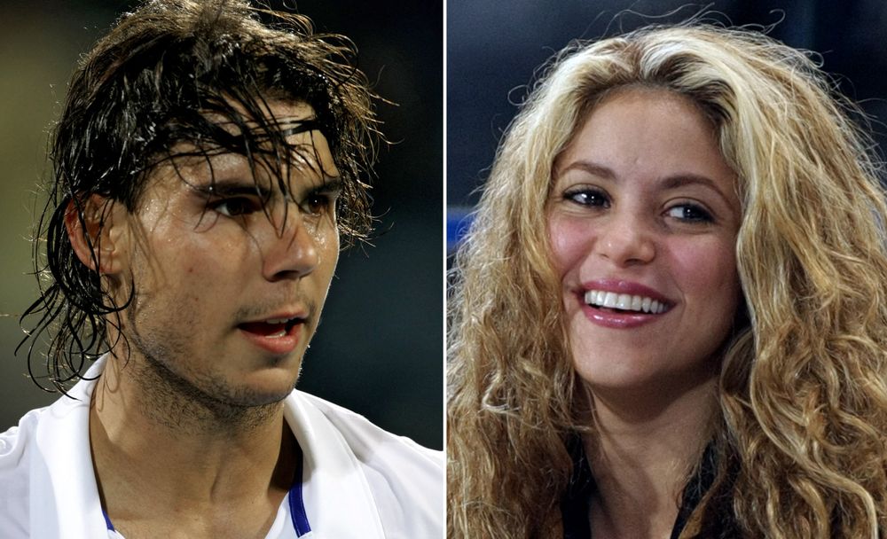 Spain's Rafael Nadal (L) at the Capitala World Tennis Championship, and Colombian singer Shakira attending the same match, in Abu Dhabi, UAE, 02 January, 2009.