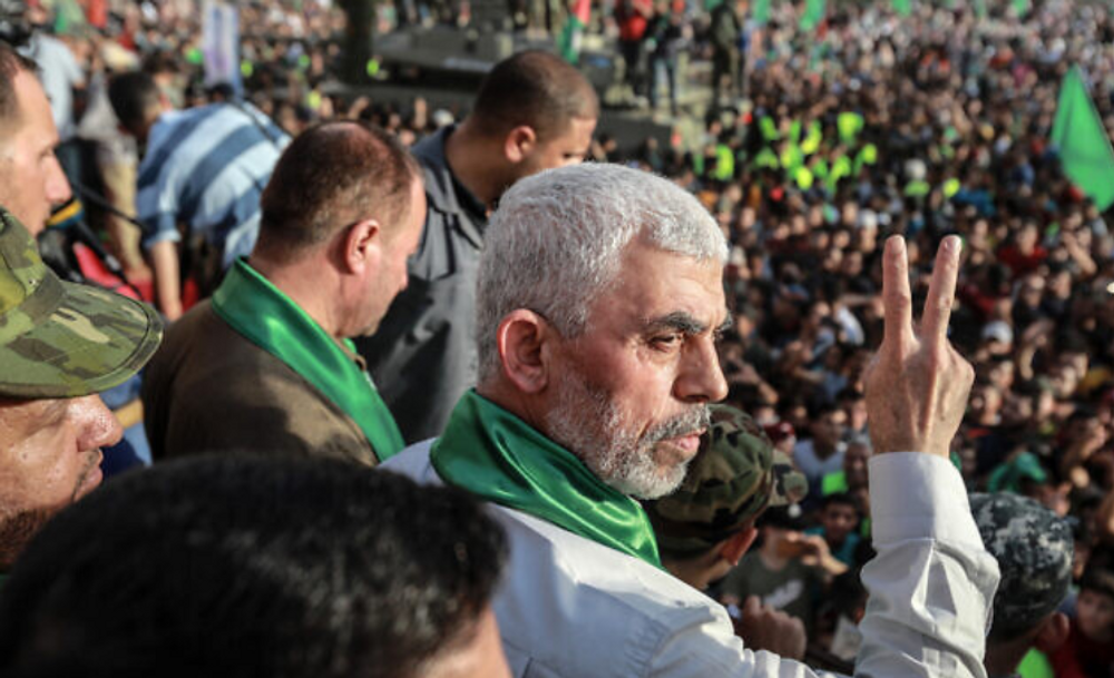 Yahya Sinwar, Hamas chief in the Gaza Strip, in Beit Lahiya on May 30, 2021.