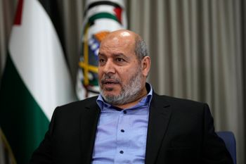 Khalil al-Hayya, a high-ranking Hamas official who has represented the Palestinian terror group in negotiations for a cease-fire and hostage exchange deal, speaks during an interview with The Associated Press, in Istanbul, Turkey, Wednesday, April 24, 2024.