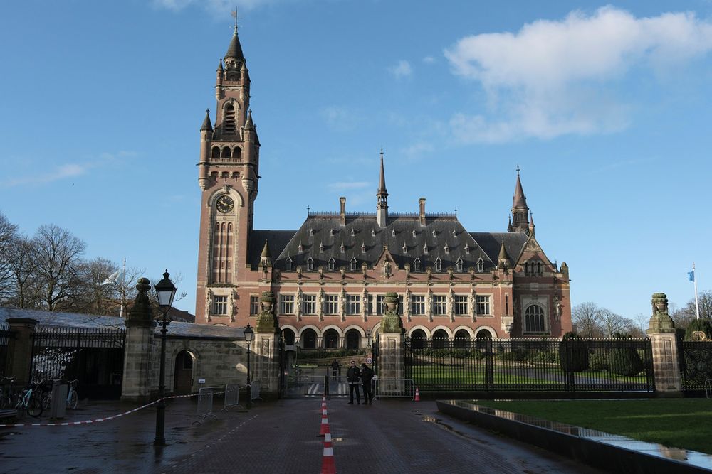 Une vue du Palais de justice qui abrite la Cour internationale de Justice à La Haye, aux Pays-Bas, le 26 janvier 2024