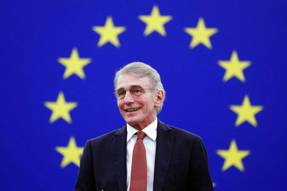 European Parliament President David Sassoli delivers a speech during the Award of the Sakharov Prize ceremony at the European Parliament in Strasbourg, eastern France, December 15, 2021.