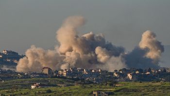 Airstrikes on Bint Jbeil, southern Lebanon, as seen from the Israeli side, April 29, 2026
