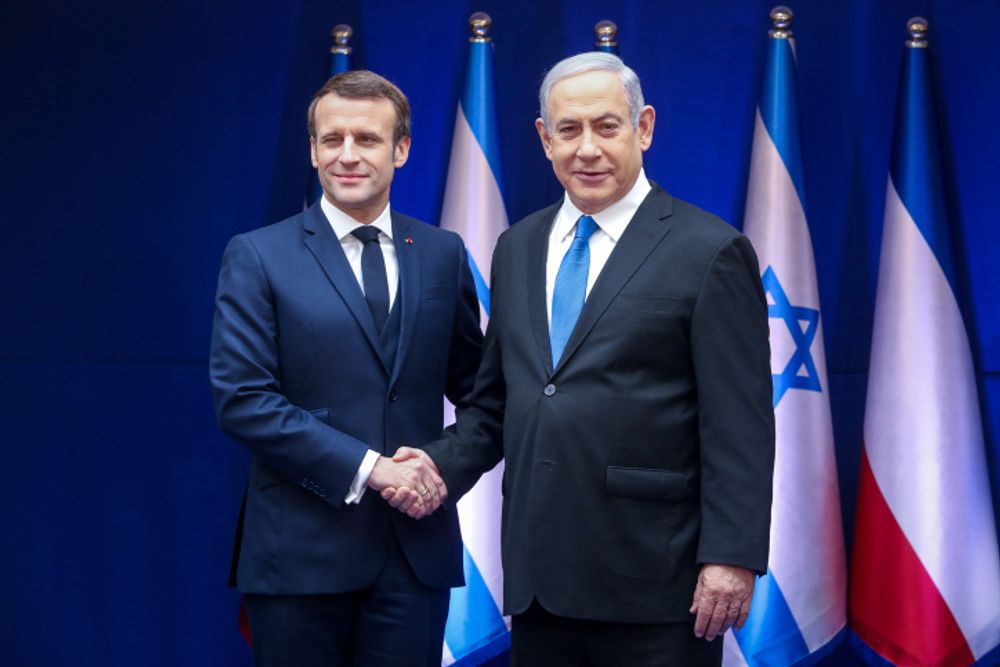 Le Premier ministre israélien Binyamin Netanyahou avec le président français Emmanuel Macron à Jérusalem