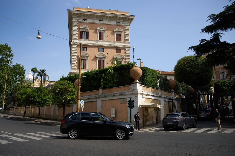 AP Photo/Alessandra Tarantino A motorcade arrives at the United States' Embassy in Rome, Italy, where ambassadors-level talks between Israel and Lebanon are expected to take place, Tuesday, July 14, 2026