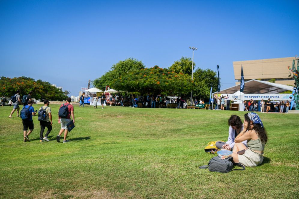 Students are seen at the Tel Aviv University on the first day of the new academic year, Tel Aviv, Israel, October 10, 2021.