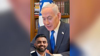 Screenshot Prime Minister Benjamin Netanyahu talking to Captain Smit Machchhar