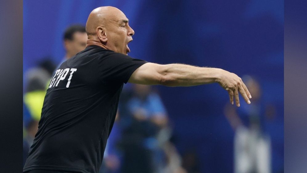 AP Photo/Erik S. Lesser Egypt head coach Hossam Hassan during the World Cup round of 16 soccer match between Argentina and Egypt in Atlanta, Tuesday, July 7, 2026.