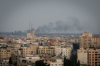 An Israeli airstrike on the city of Rafah, southern Gaza Strip, August 7, 2022.