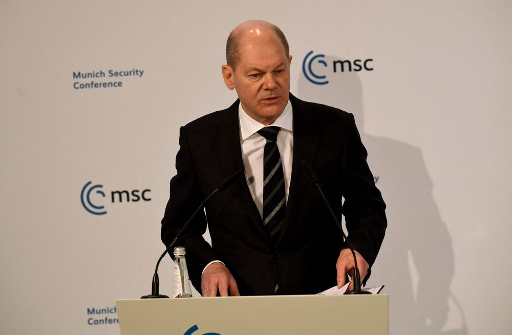 Le chancelier allemand Olaf Scholz lors de la Conférence de Munich sur la sécurité (MSC) à Munich, dans le sud de l'Allemagne, le 19 février 2022