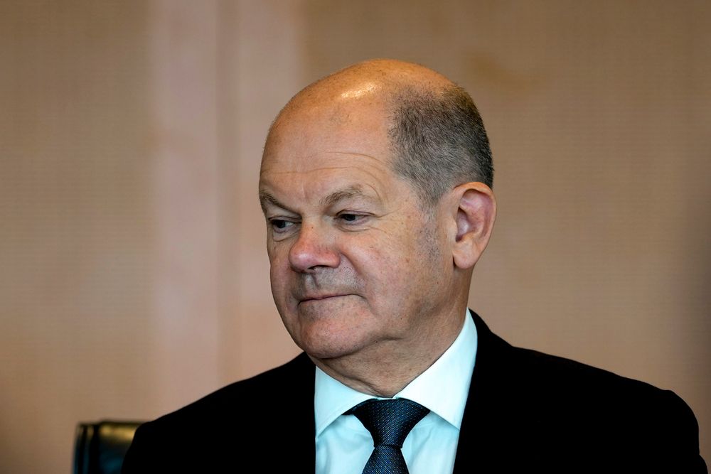 German Chancellor Olaf Scholz attends the weekly cabinet meeting at the chancellery in Berlin, Germany.