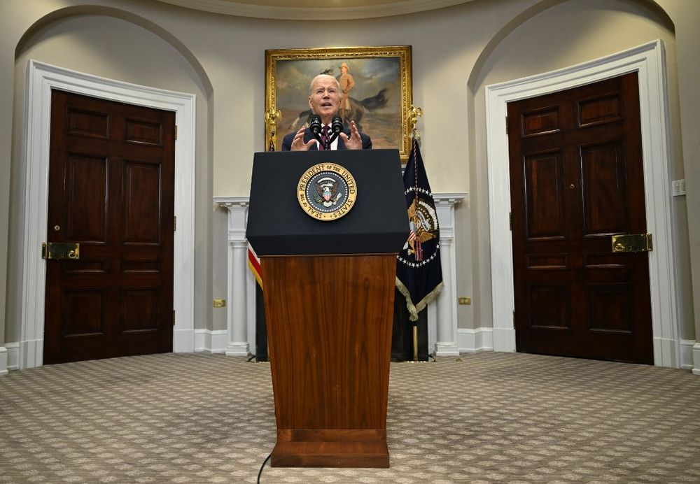 U.S. President Joe Biden speaks about the U.S. Supreme Court’s decision on affirmative action, in the Roosevelt Room of the White House in Washington, DC, U.S.