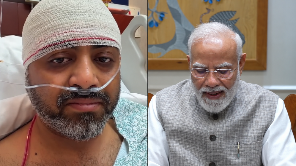 Screenshot Video call between Captain Smit Machchhar and Indian Prime Minister Narendra Modi