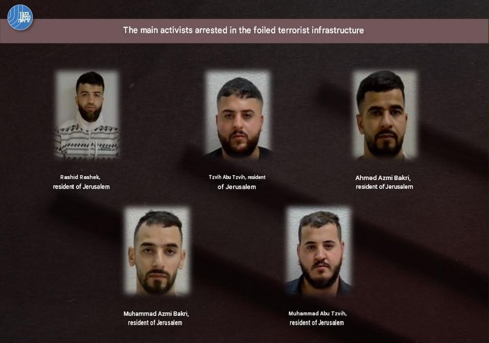 Shin Bet Five suspected members of a Hamas terror network in Jerusalem and the West Bank, Septmeber 8, 2026.