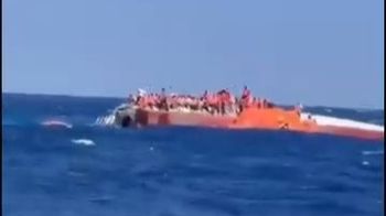 Screenshot of the capsized passenger ferry off the coast of Cyprus