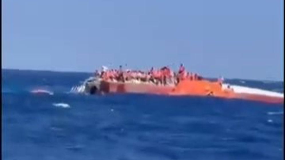 27A Screenshot of the capsized passenger ferry off the coast of Cyprus