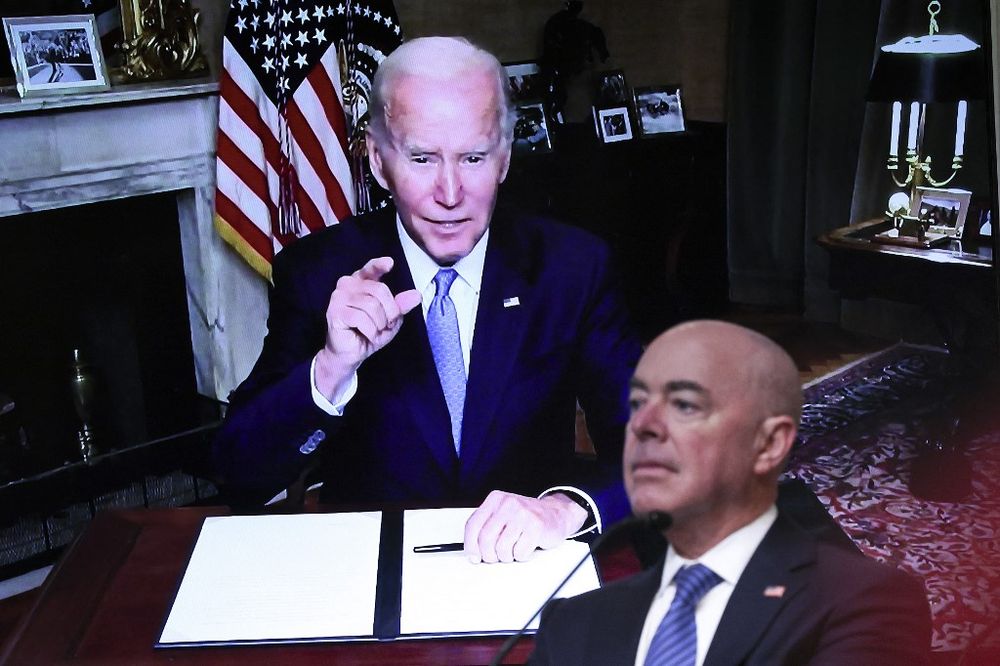US President Joe Biden, appearing via teleconference, delivers remarks at a meeting of the Task Force on Reproductive Healthcare Access during an event at the White House complex August 3, 2022 in Washington, DC, United States.