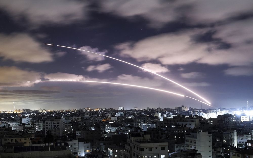 Rockets launched toward Israel from Gaza City, on May 18, 2021.