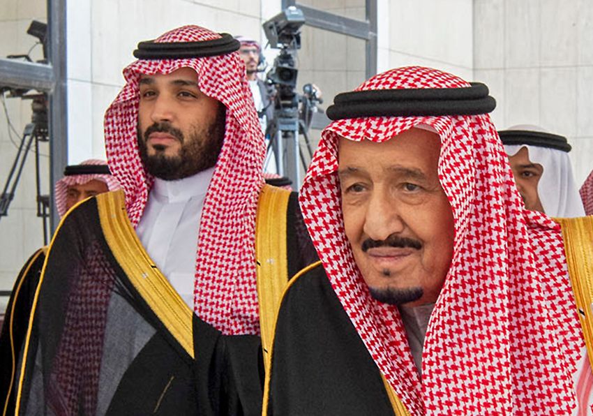 Head of Saudi Royal Palace King Salman of Saudi Arabia (right) and Crown Prince Mohammed bin Salman in Riyadh on November 20, 2019
